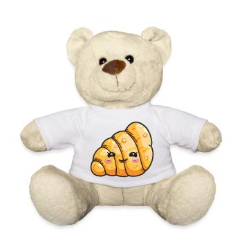 Funny Croissant Cartoon - Teddy Bear - white - Front