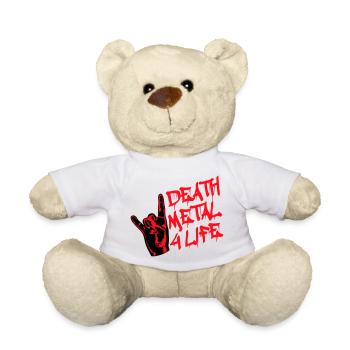 Heavy Death Metal 4 Life Hard Rock Cool Hand Gesture - Teddy Bear - white - Front