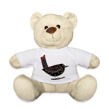 Colorful bird - Teddy Bear - white - Front