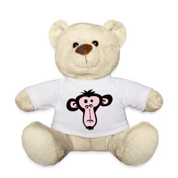 Trauriger Verwirrter Affe Kopf Langeweile Gesicht - Teddy - Weiß - Vorne