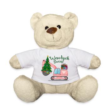 Koparka Wesołych Świąt w kolorze różowym - Teddy Bear - white - Front