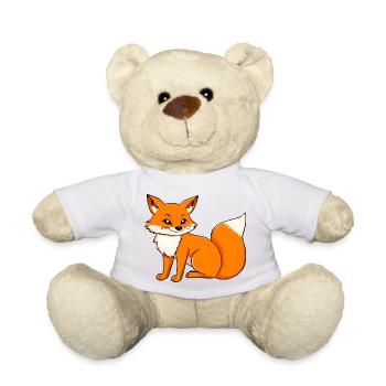 Adorable Orange Cartoon Fox Portrait - Teddy Bear - white - Front