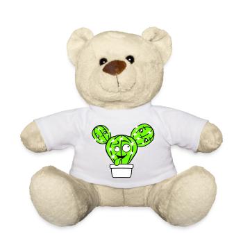 Kaktus Kakteen Gesicht Stachelig Lustig Grimasse - Teddy - Weiß - Vorne