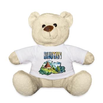 Watercolor Map of Bhutan - Teddy Bear - white - Front