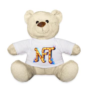 NFT in Lichtern – Leuchtendes Schilderdesign - Teddy - Weiß - Vorne