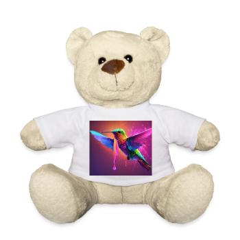 Vibrant Hummingbird in Flight - Teddy Bear - white - Front