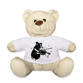 Hamster spielt auf einer Geige - Musik Hamster - Teddy - Weiß - Vorne