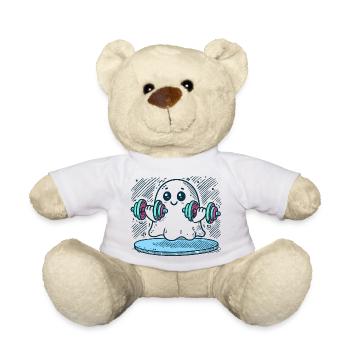 Fitness-Geist mit Hanteln - Teddy - Weiß - Vorne