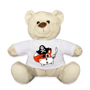 Little Cute Captain Fox Pirate Animal Eye Patch - Teddy Bear - white - Front