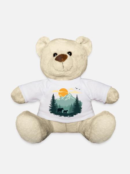 Wald Landschaft und Bären - Teddy - Weiß