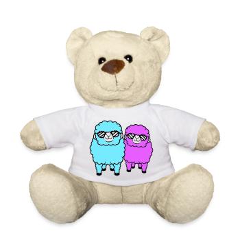 2 Sheep Sunglasses Party Sheep Team Friends - Teddy Bear - white - Front