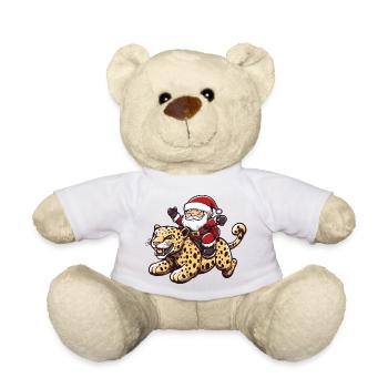 Leopard Santa Claus Cartoon - Teddy Bear - white - Front