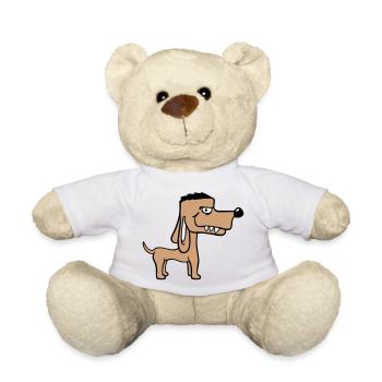 Dog Stands Bad Guy Teeth Monster Fun - Teddy Bear - white - Front