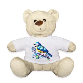 bezaubernde Blaumeise auf einem Fliederzweig - Teddy - Weiß - Vorne