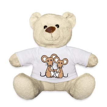 2 Mäuse Paar Zwei Verliebt Valentinstag Frau Mann - Teddy - Weiß - Vorne