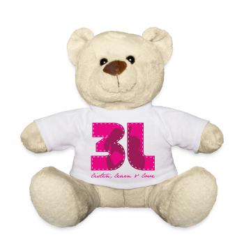 3L listen learn love pink - Teddy - Weiß - Vorne