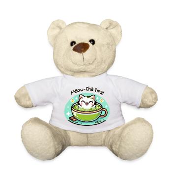 Meow-Cha Time – Cadeau Matcha Chats Kawaii - Nounours - blanc - Devant