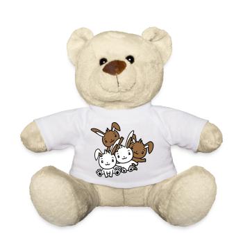 4 Hasen Freunde Team Crew Vier Lustige Geschwister - Teddy - Weiß - Vorne