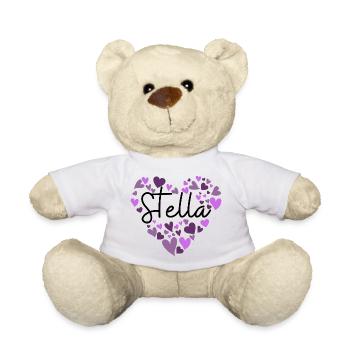 Ich liebe Stella Herzen in Lila - Teddy - Weiß - Vorne