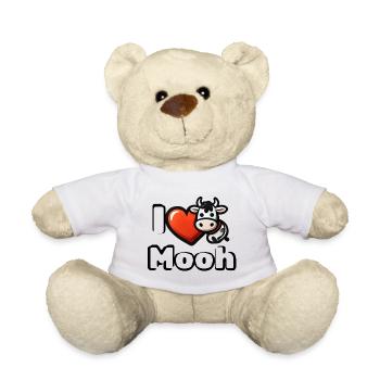 🐮 I ❤️ Moooh - T-shirt de dessin animé de vache drôle - Nounours - blanc - Devant