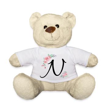 Lettre n fleurs - Nounours - blanc - Devant