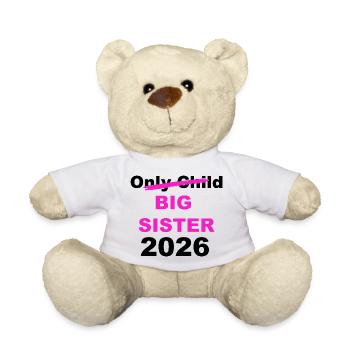 Große Schwester 2026 Ankündigung - Teddy - Weiß - Vorne