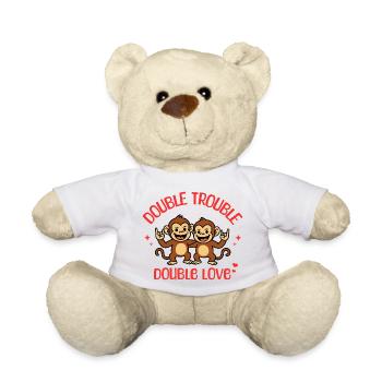 Gémeaux Frère ou sœur Double Trouble Singe Amour - Nounours - blanc - Devant