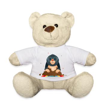 Sympathetic mole with glasses–Great animal motif - Teddy Bear - white - Front