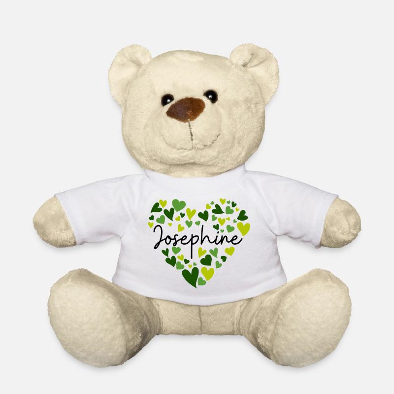Joséphine Nom Design avec Oreille Verte En Forme de Coeur - Nounours - blanc