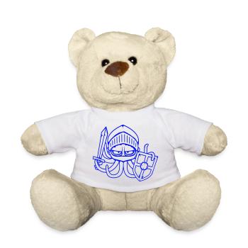 Oktopus Ritter Mittelalter Krieger Kämpfer Schwert - Teddy - Weiß - Vorne