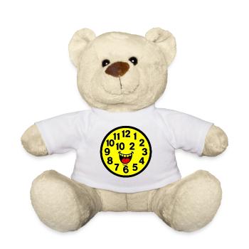 Cheerful Parodized Clock Design - Teddy Bear - white - Front