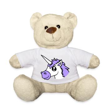 Einhorn Lächelt Hübsch Freundlich Cartoon Pferd - Teddy - Weiß - Vorne