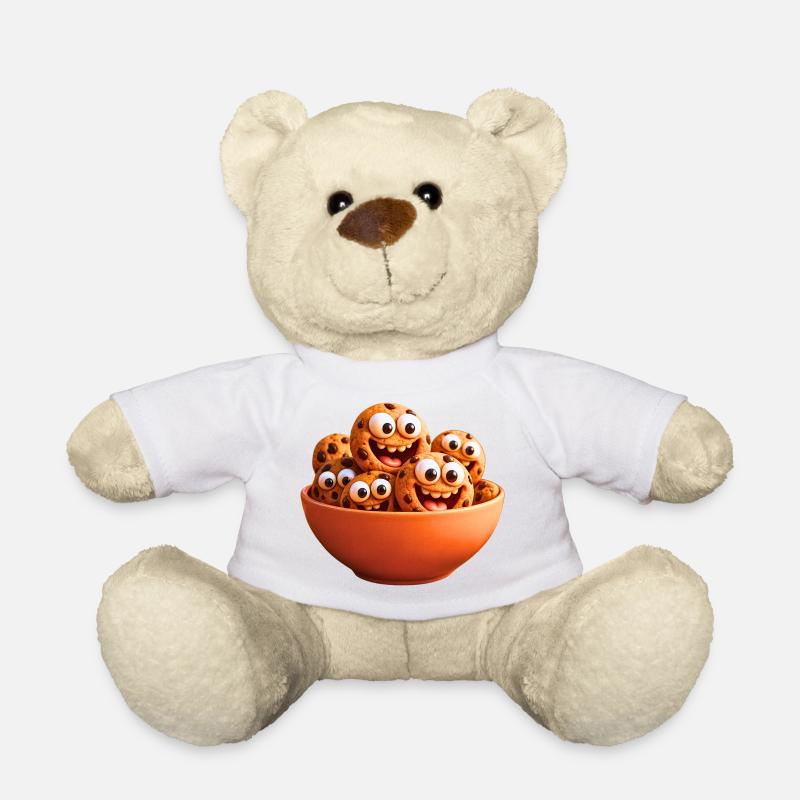 Fröhliche Kekse mit Augen und Lächeln - Teddy - Weiß