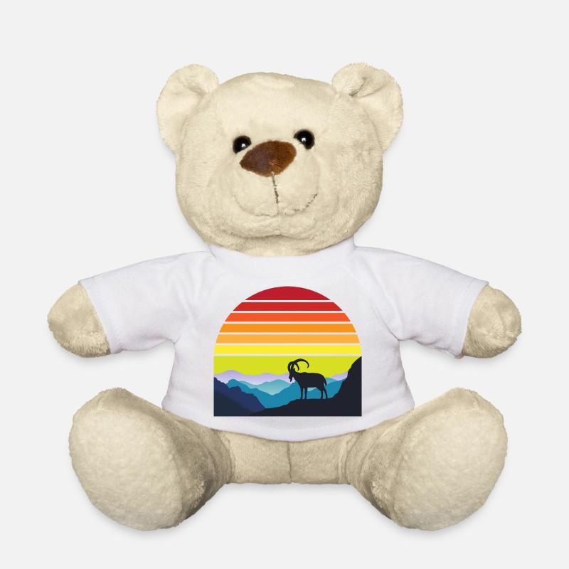 Goat Silhouette at Sunset - Teddy Bear - white