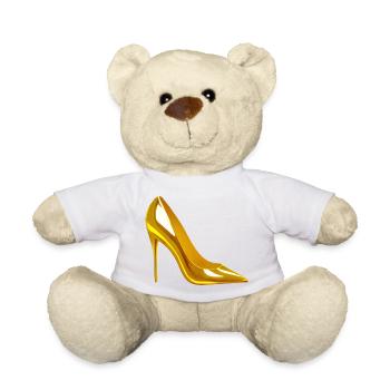 Goldener High Heel Schuh Design AI-Art - Teddy - Weiß - Vorne