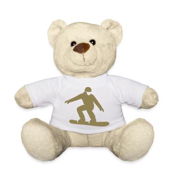 Snowboarder Silhouette Winterurlaub Wintersport - Teddy - Weiß - Vorne