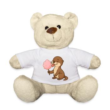 Niedliches Otter mit Zuckerwatte - Teddy - Weiß - Vorne