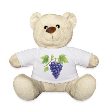 Illustration aquarelle de raisins - Nounours - blanc - Devant