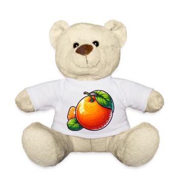 Illustration einer Mandarine mit grünen Blättern - Teddy - Weiß - Vorne