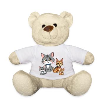 Illustration de famille de chat ludique - Nounours - blanc - Devant