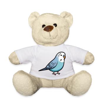 Amoureux des oiseaux perruches bleues - Nounours - blanc - Devant
