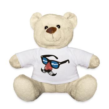 Lunettes avec moustache et nez – Motif amusant - Nounours - blanc - Devant