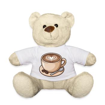 Heart-shaped Latte Art Coffee Mug - Teddy Bear - white - Front