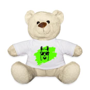 Llama or alpaca with sunglasses in neon style - Teddy Bear - white - Front