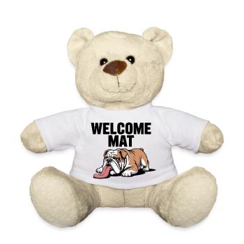 Welcome Mat Bulldog - Teddy Bear - white - Front