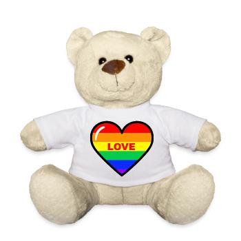 Regenbogen Herz Liebe - Teddy - Weiß - Vorne