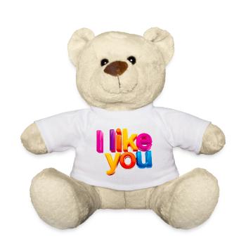Je t’aime bien - Salutation d’amour 3D colorée - Nounours - blanc - Devant