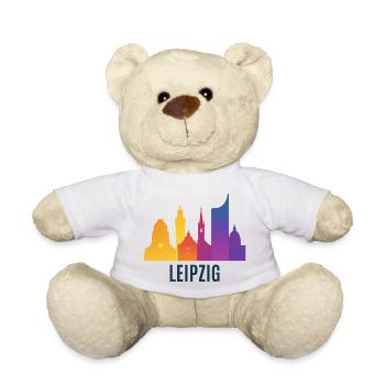Leipzig Skyline Farbverlauf - Teddy - Weiß - Vorne