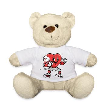 Niedliches Herz Fußballspieler Cartoon Maskottchen Kunst - Teddy - Weiß - Vorne