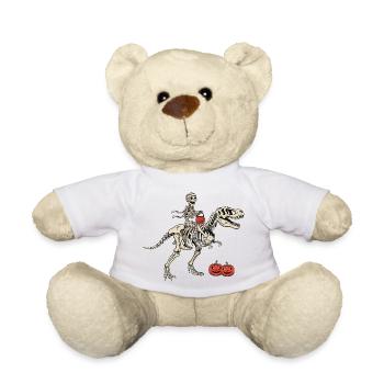 Skeleton Rider on T Rex - Teddy Bear - white - Front